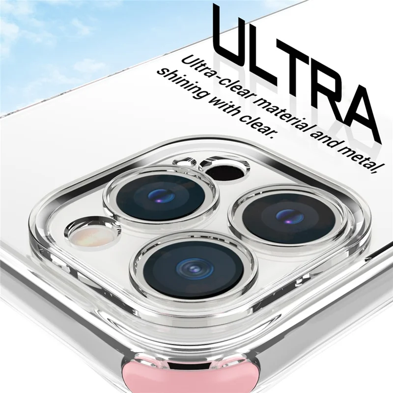 Per Iphone 14 Pulsanti in Lega di Alluminio Pro TPU+PC Cellulare Custodia (foro Preciso Dell'obiettivo) - Rosa