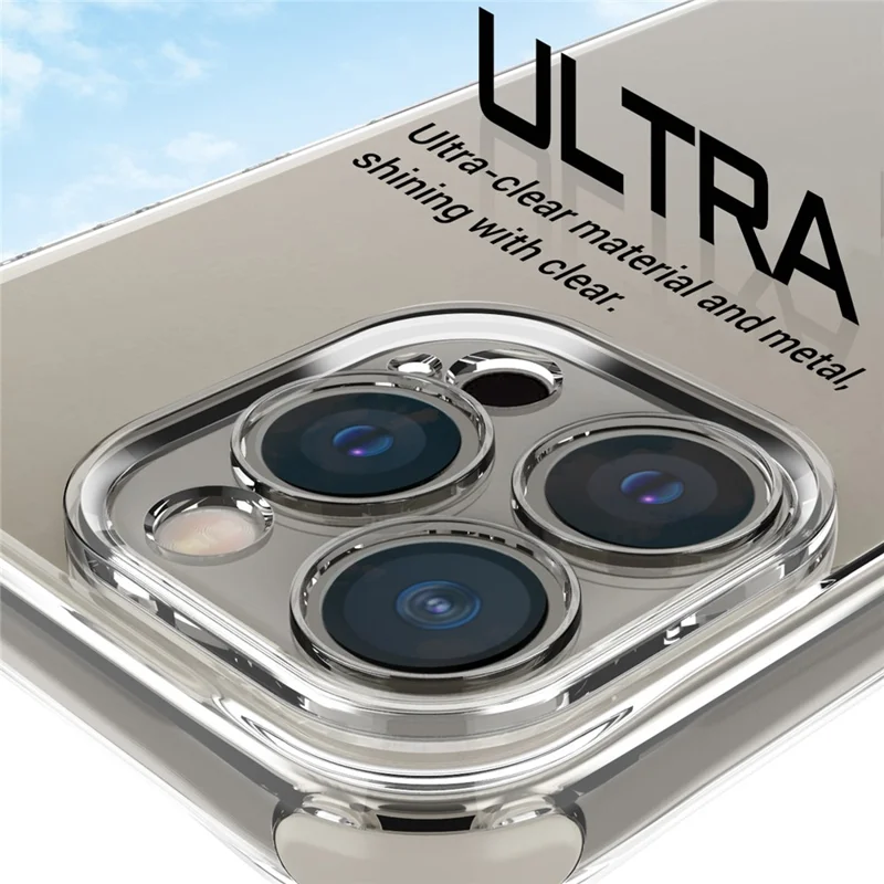 Pour Les Boutons en Alliage en Aluminium Iphone 14 Pro Tpu + Case de Téléphone Portable pc (trou D'objectif Précis) - or