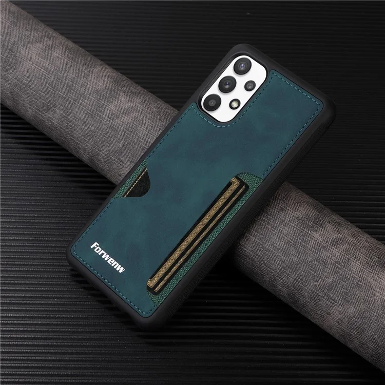 FORWENW F5 Series For Samsung Galaxy A33 5G Cellphone Case Card Holder Leather+TPU Protective Cover - Green