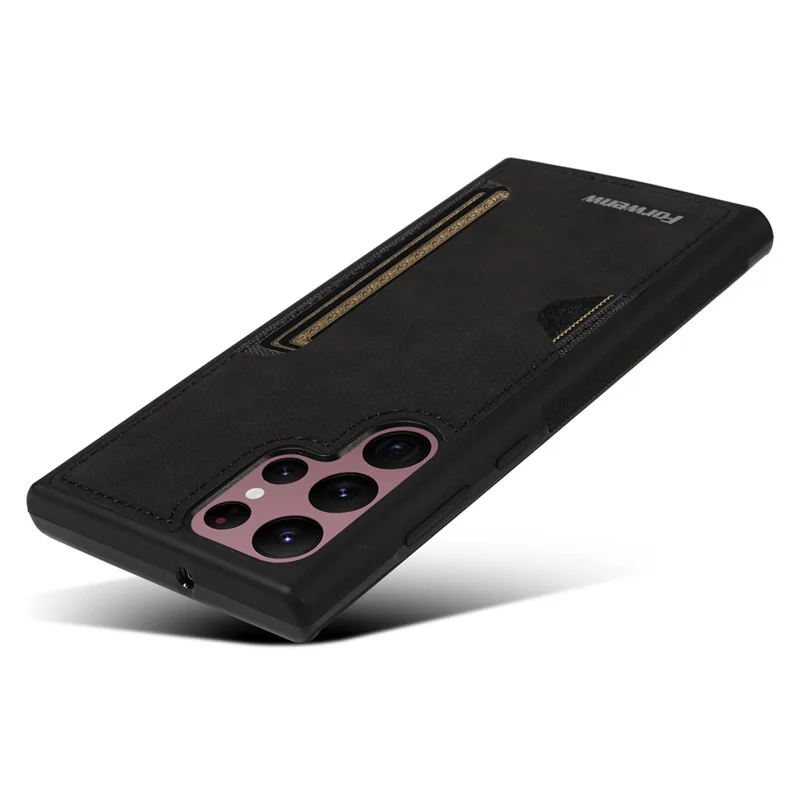 FORWENW F5 Series per Samsung Galaxy S24 Ultra Smartphone Case PU Pelle+TPU Portacarte Custodia Posteriore - Nero