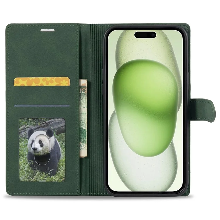 FORWENW F1 Series Pour iPhone 15 Étui de Téléphone Portable en Cuir PU Portefeuille Support Anti-Choc - Vert
