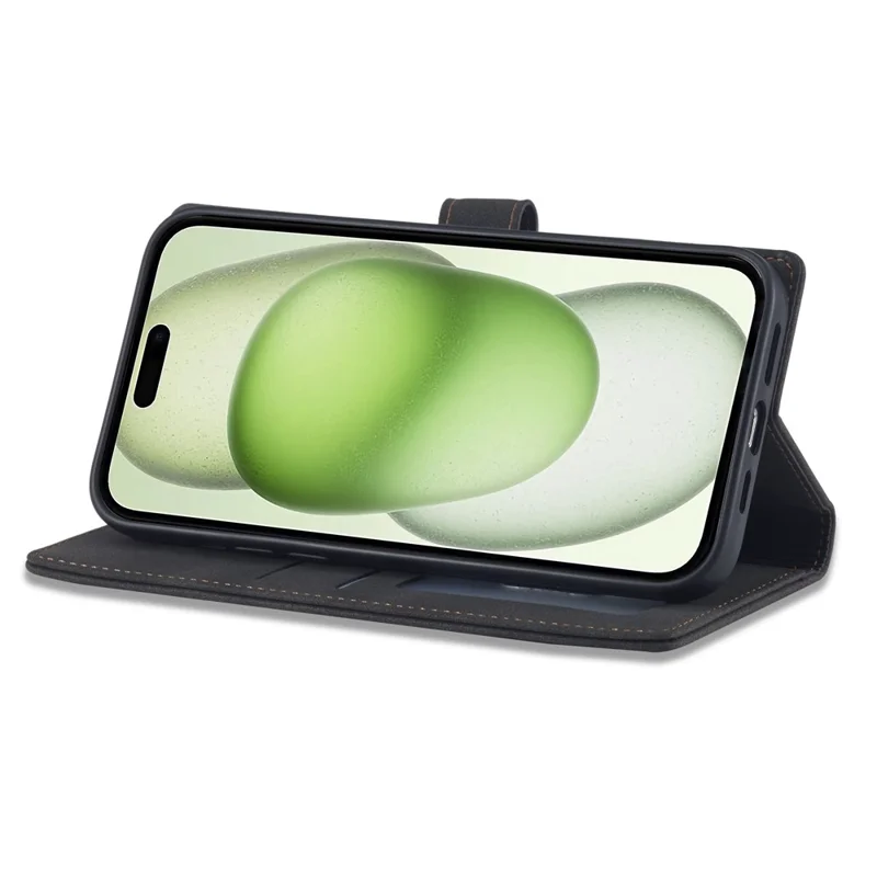 FORWENW F1 Serie Voor iPhone 15 Plus Hoesje met Standfunctie PU Leren Flip Hoes - Zwart