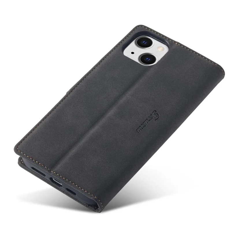 FORWENW F1 Serie Voor iPhone 15 Plus Hoesje met Standfunctie PU Leren Flip Hoes - Zwart