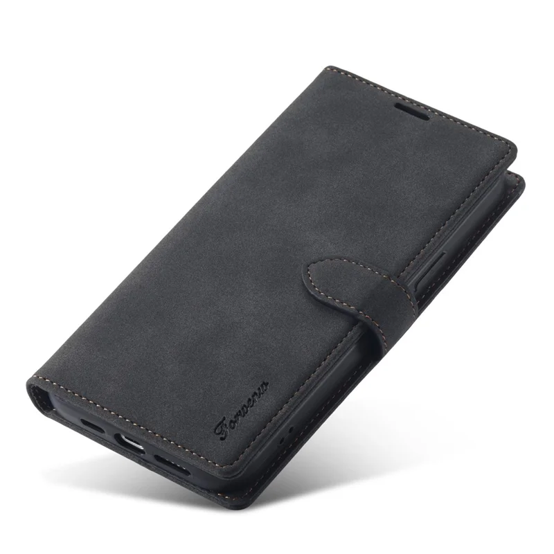 FORWENW F1 Serie Voor iPhone 15 Plus Hoesje met Standfunctie PU Leren Flip Hoes - Zwart