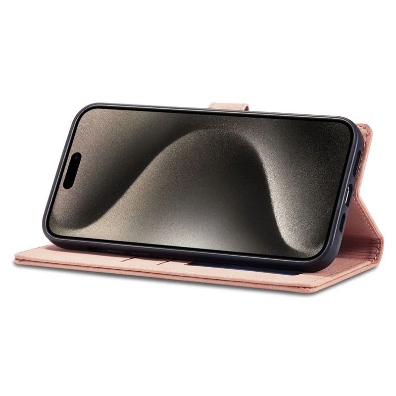 FORWENW F1 Series para Capa de iPhone 15 Pro, Couro PU com Fecho Magnético, Proteção Total, Carteira de Telefone - Rose Gold