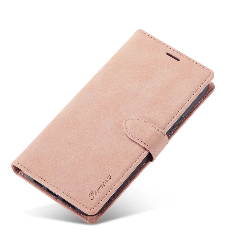 FORWENW F1 Series para Capa de iPhone 15 Pro, Couro PU com Fecho Magnético, Proteção Total, Carteira de Telefone - Rose Gold