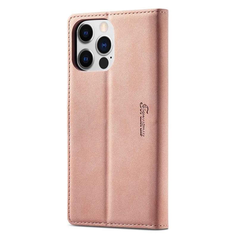 FORWENW F1 Series para Capa de iPhone 15 Pro, Couro PU com Fecho Magnético, Proteção Total, Carteira de Telefone - Rose Gold