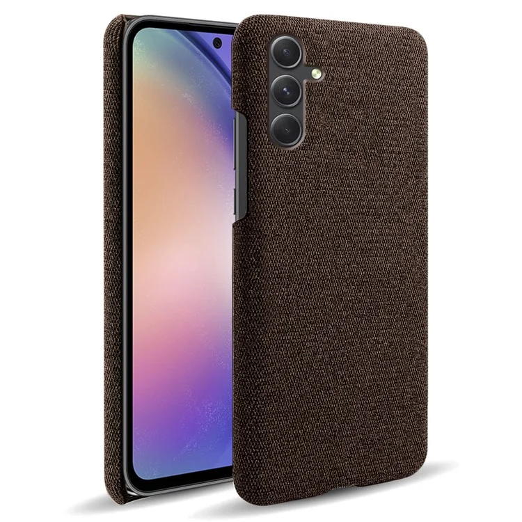 Для Samsung Galaxy A55 5G Cloth+PC Phone Case Shockproof Slim Cell Phone Cover - Коричневый
