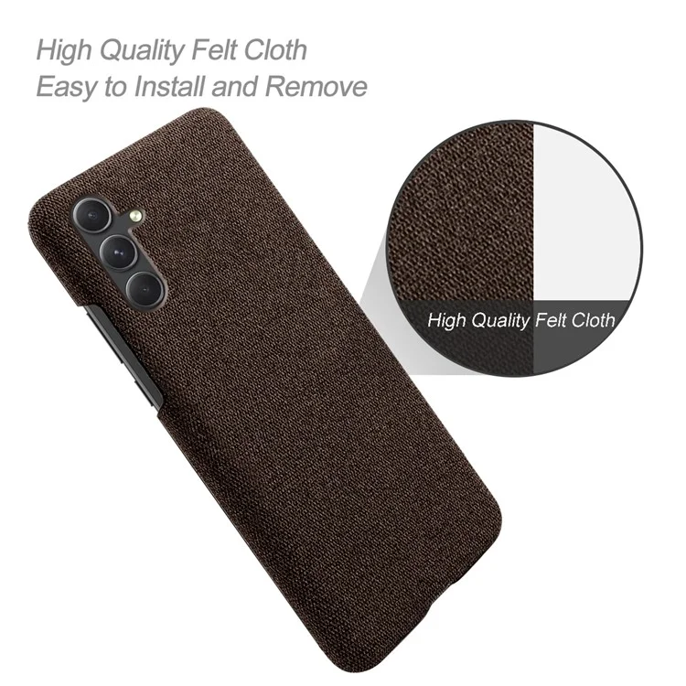 Для Samsung Galaxy A55 5G Cloth+PC Phone Case Shockproof Slim Cell Phone Cover - Коричневый