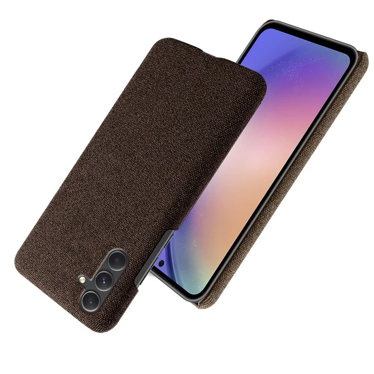 Для Samsung Galaxy A55 5G Cloth+PC Phone Case Shockproof Slim Cell Phone Cover - Коричневый