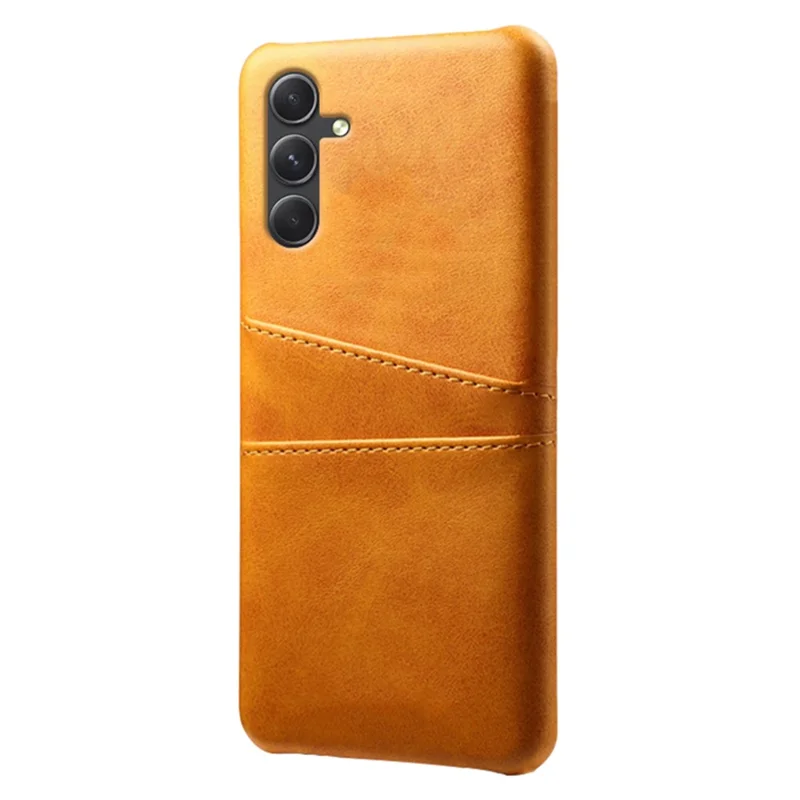 For Samsung Galaxy A35 5G Phone Case Leather+PC Shockproof Cover with Dual Card Slots - Orange