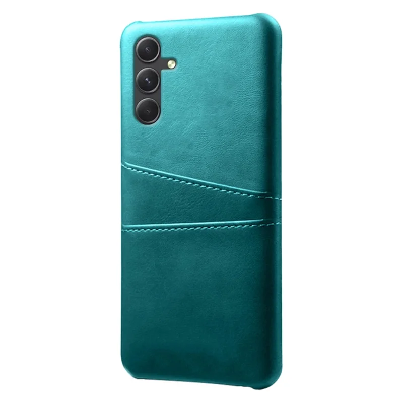 For Samsung Galaxy A35 5G Phone Case Leather+PC Shockproof Cover with Dual Card Slots - Green