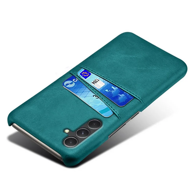 For Samsung Galaxy A35 5G Phone Case Leather+PC Shockproof Cover with Dual Card Slots - Green