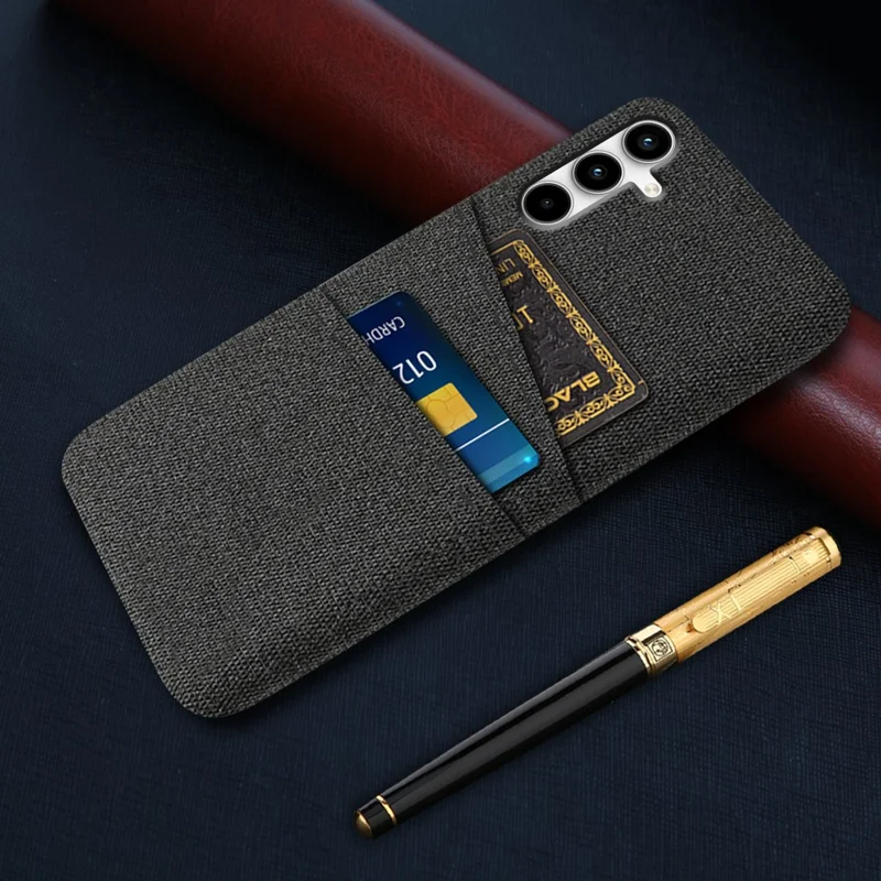 Für Samsung Galaxy A35 5G Slim-Fit Handy-Cover Dual-Kartensteckplätze PC+Stoff Handyrückschale - Schwarz