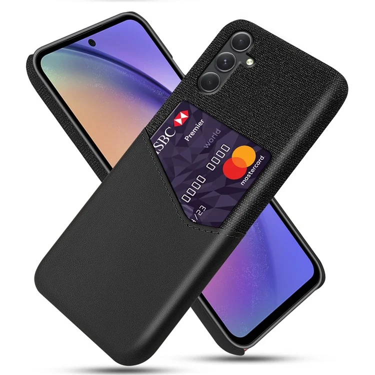 Funda para Samsung Galaxy A55 5G Antichoque Ranura para Tarjetas Piel PU + PC Funda de Teléfono Móvil - Negro