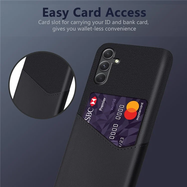Funda para Samsung Galaxy A55 5G Antichoque Ranura para Tarjetas Piel PU + PC Funda de Teléfono Móvil - Negro