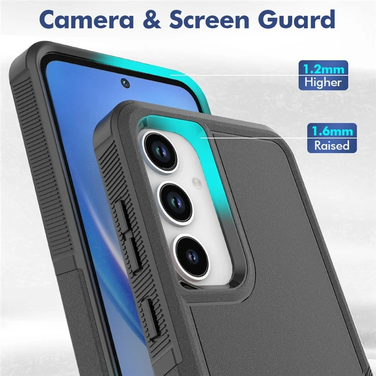Para Samsung Galaxy A55 5G Case PC+TPU 2-em-1 Capa Protetora Resistente a Choques - Preto
