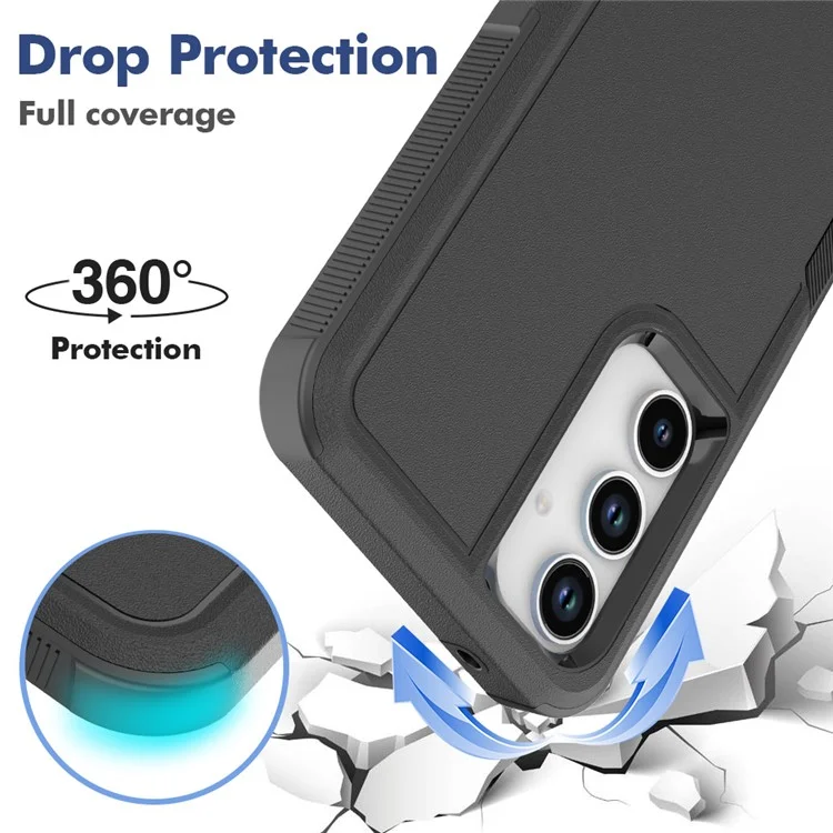 Para Samsung Galaxy A55 5G Case PC+TPU 2-em-1 Capa Protetora Resistente a Choques - Preto