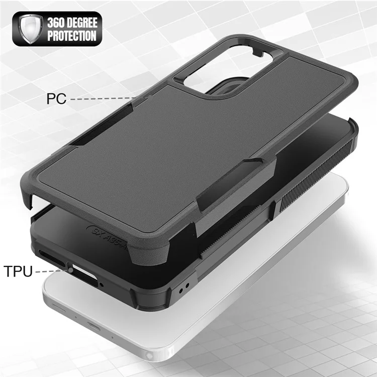 Para Samsung Galaxy A55 5G Case PC+TPU 2-em-1 Capa Protetora Resistente a Choques - Preto