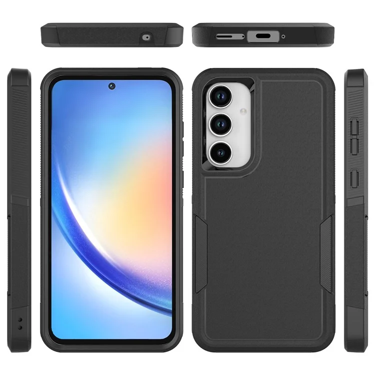 For Samsung Galaxy A55 5G Case PC+TPU 2-in-1 Shockproof Protective Phone Cover - Black