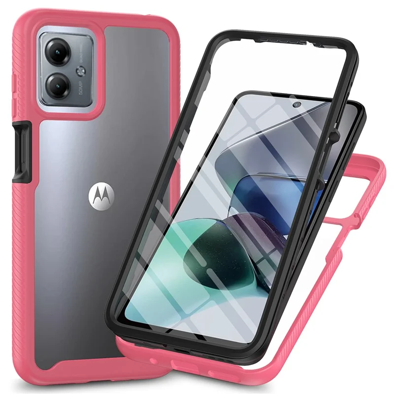 For Motorola Moto G54 5G Phone Case with PET Screen Protector Full Protection Cover - Pink