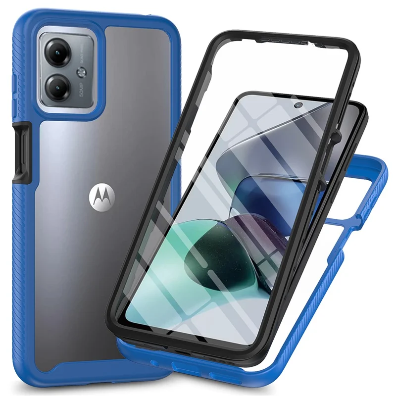 For Motorola Moto G54 5G Phone Case with PET Screen Protector Full Protection Cover - Dark Blue