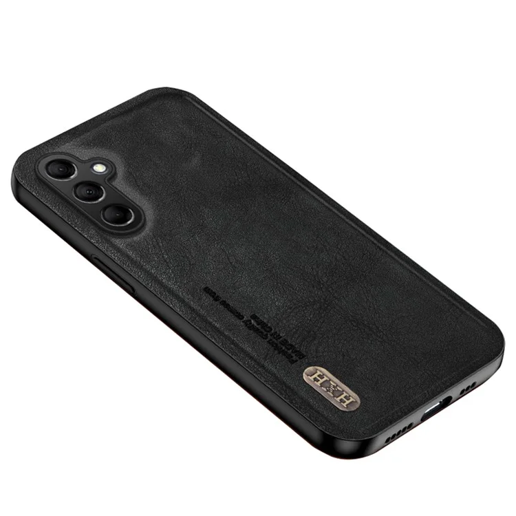 For Samsung Galaxy S23 FE Case Shockproof TPU+PU Cell Phone Cover Built-in Metal Sheet - Black