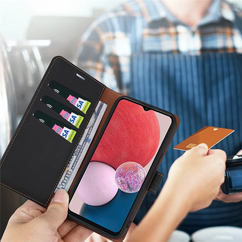 Voor Samsung Galaxy A55 5G Magnetische Telefoonhoes RFID Blokkering Leer Anti-val Cover - Zwart