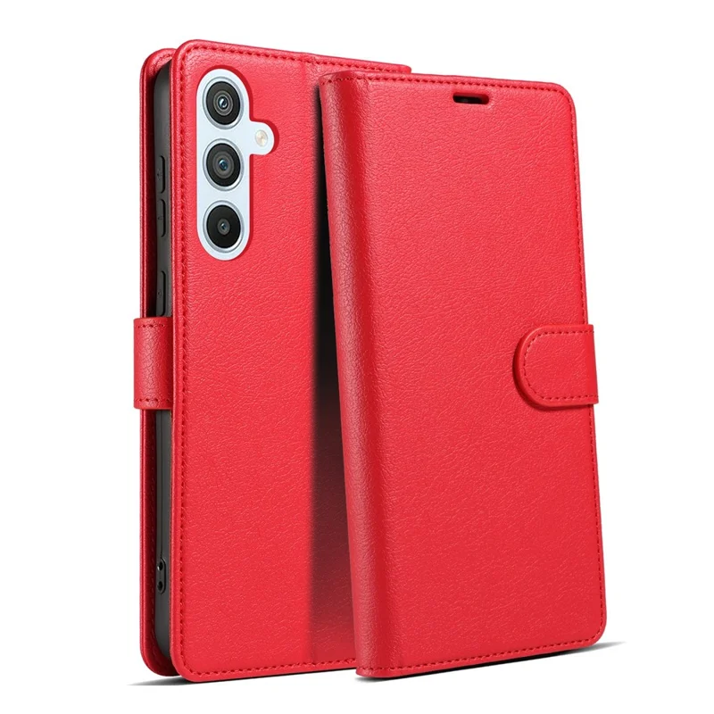 For Samsung Galaxy A55 5G Magnetic Phone Case RFID Blocking Leather Anti-fall Cover - Red