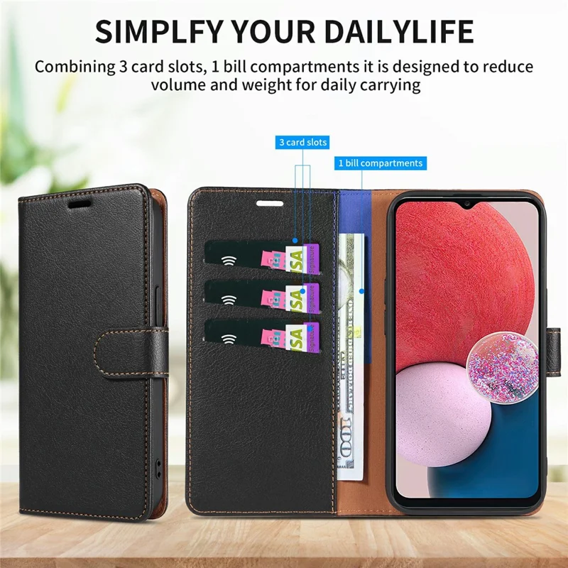 For Samsung Galaxy A55 5G Magnetic Phone Case RFID Blocking Leather Anti-fall Cover - Blue