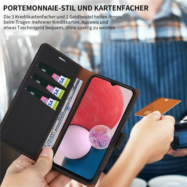 Para Samsung Galaxy A35 5G Funda para teléfono celular Bloqueo RFID Ranuras para tarjetas Cubierta a prueba de golpes - Negro