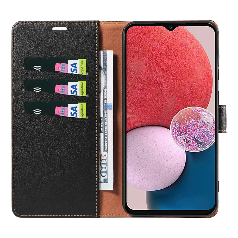 For Samsung Galaxy A15 4G / A15 5G Case Leather RFID Blocking Phone Protector - Black