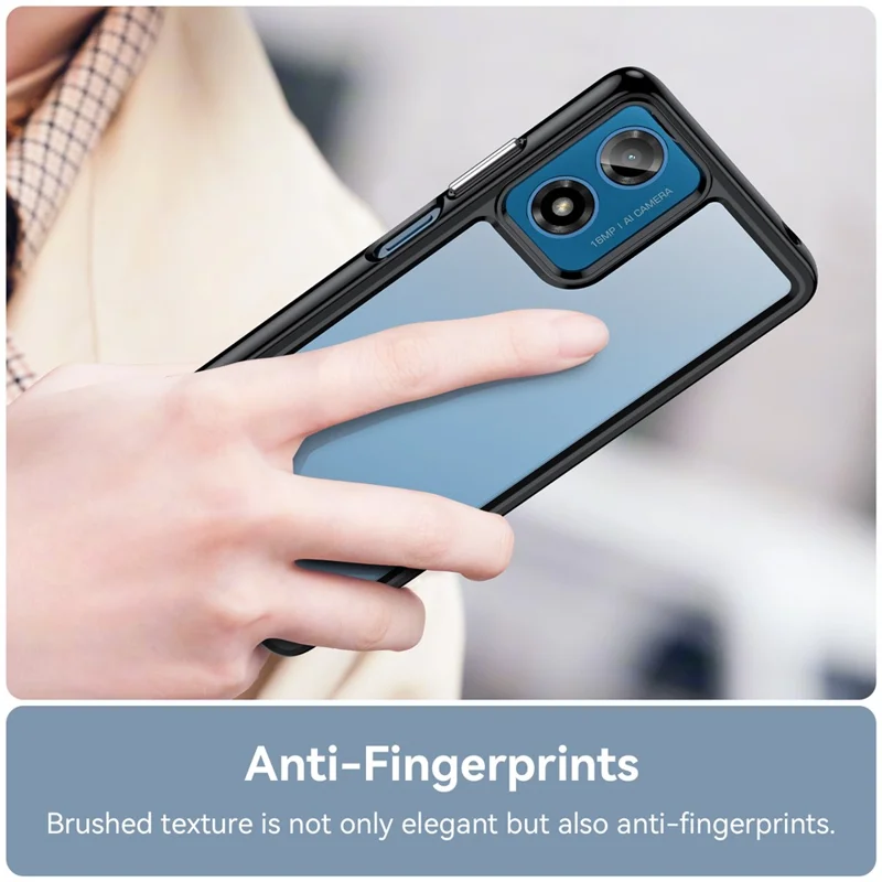 For Motorola Moto E14 4G / G04 4G / G04s 4G / G24 4G Case TPU+Acrylic Drop-Proof Phone Back Cover - Black