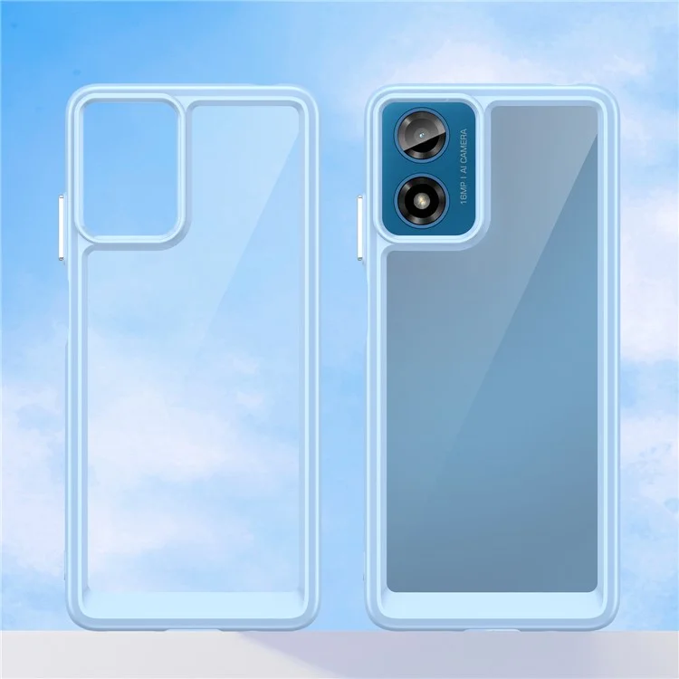 For Motorola Moto E14 4G / G04 4G / G04s 4G / G24 4G Case TPU+Acrylic Drop-Proof Phone Back Cover - Blue