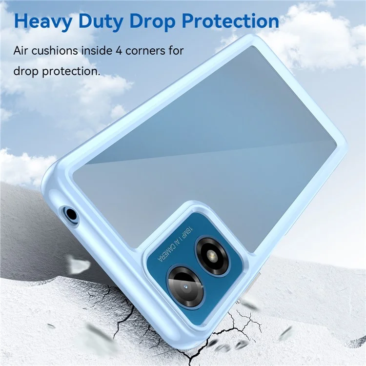 For Motorola Moto E14 4G / G04 4G / G04s 4G / G24 4G Case TPU+Acrylic Drop-Proof Phone Back Cover - Blue