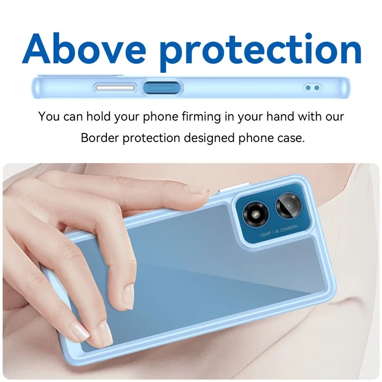For Motorola Moto E14 4G / G04 4G / G04s 4G / G24 4G Case TPU+Acrylic Drop-Proof Phone Back Cover - Blue