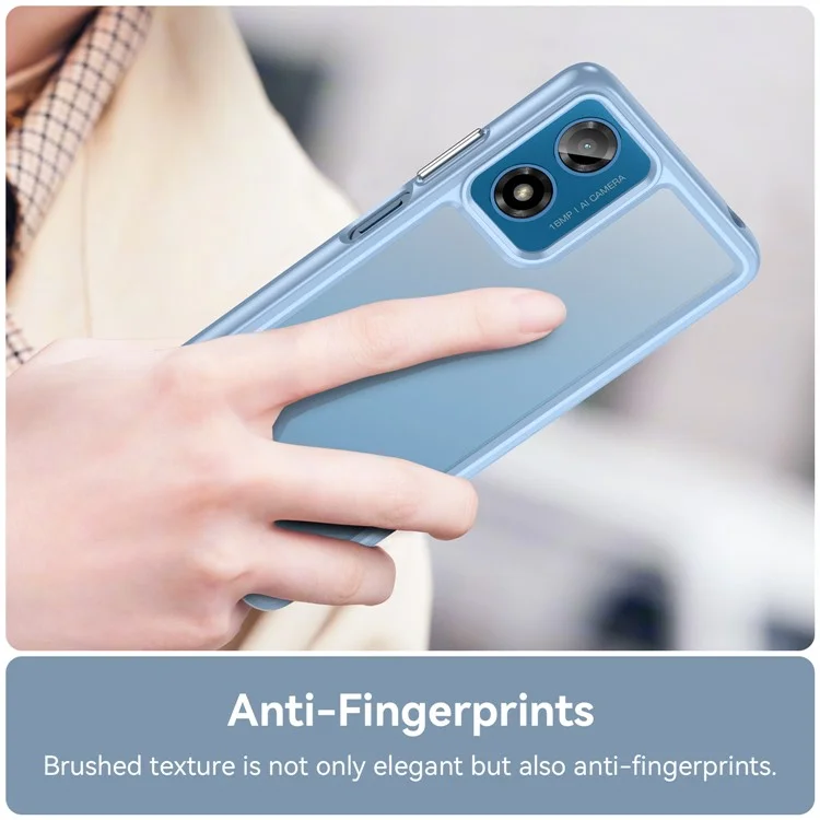 For Motorola Moto E14 4G / G04 4G / G04s 4G / G24 4G Case TPU+Acrylic Drop-Proof Phone Back Cover - Blue