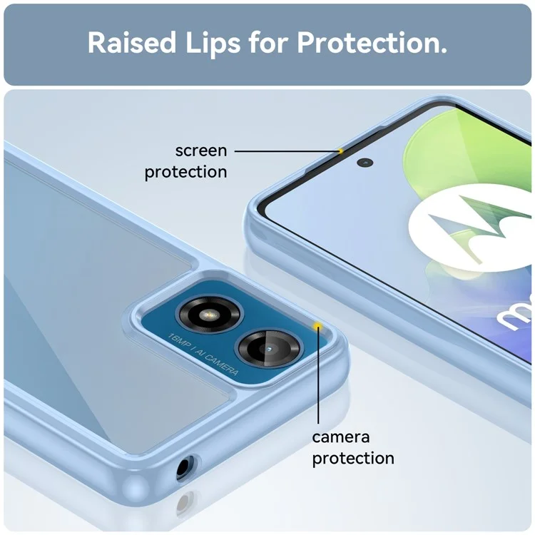 For Motorola Moto E14 4G / G04 4G / G04s 4G / G24 4G Case TPU+Acrylic Drop-Proof Phone Back Cover - Blue