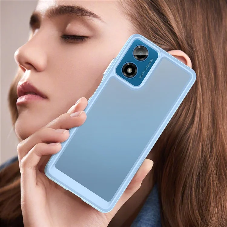 For Motorola Moto E14 4G / G04 4G / G04s 4G / G24 4G Case TPU+Acrylic Drop-Proof Phone Back Cover - Blue