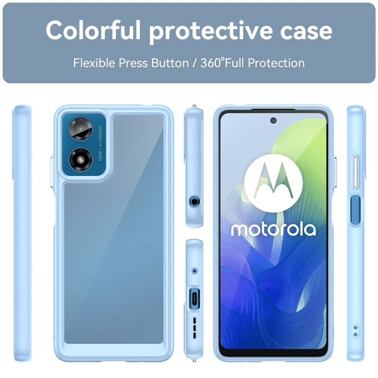 For Motorola Moto E14 4G / G04 4G / G04s 4G / G24 4G Case TPU+Acrylic Drop-Proof Phone Back Cover - Blue