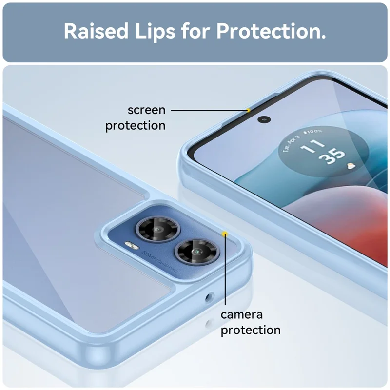 For Motorola Moto G45 5G / G34 5G Cover Shockproof TPU+Acrylic Cell Phone Case - Blue