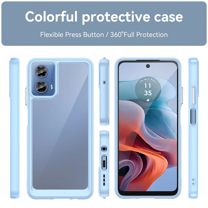 For Motorola Moto G45 5G / G34 5G Cover Shockproof TPU+Acrylic Cell Phone Case - Blue