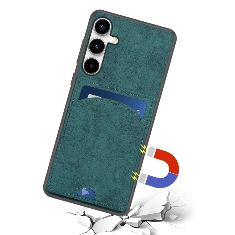 Чехол для Samsung Galaxy A55 5G из искусственной кожи PU + TPU, устойчивый к царапинам, с подставкой - зеленый
