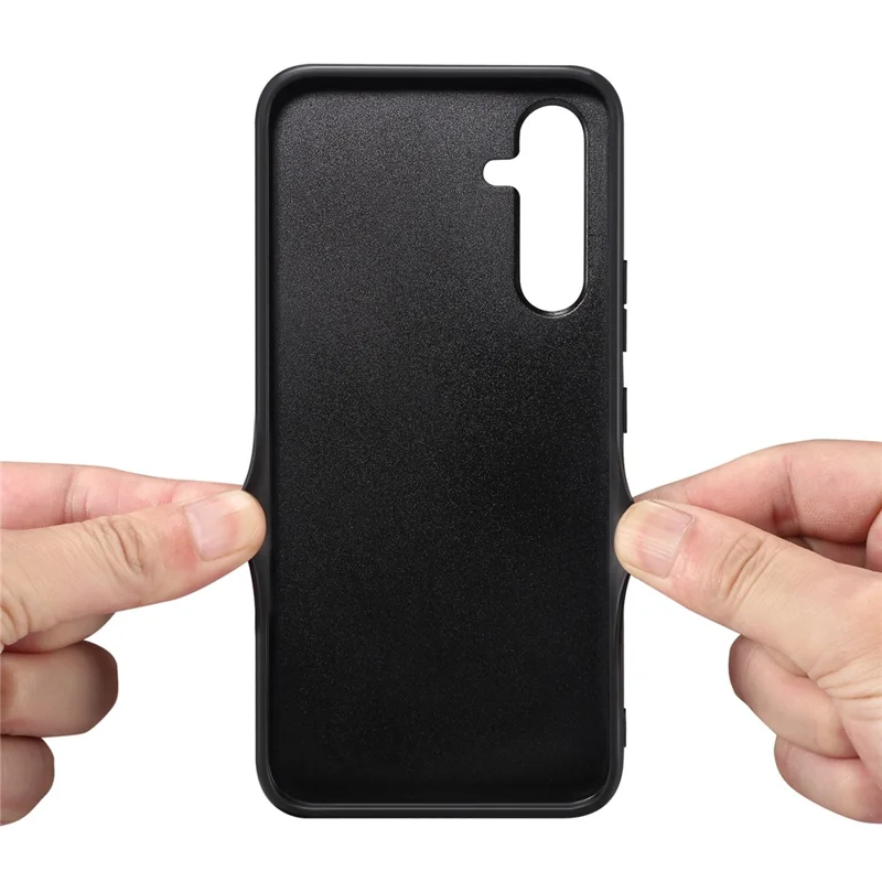 DENIOR Para Samsung Galaxy A55 5G Case Card Slot Leather Coated TPU Phone Cover - Marrom