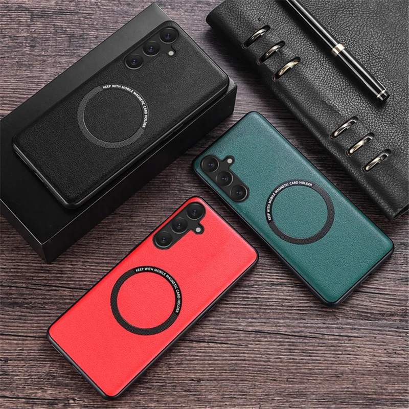 For Samsung Galaxy S24+ Magnetic Case PU Leather+TPU Drop-proof Phone Guard Cover - Green