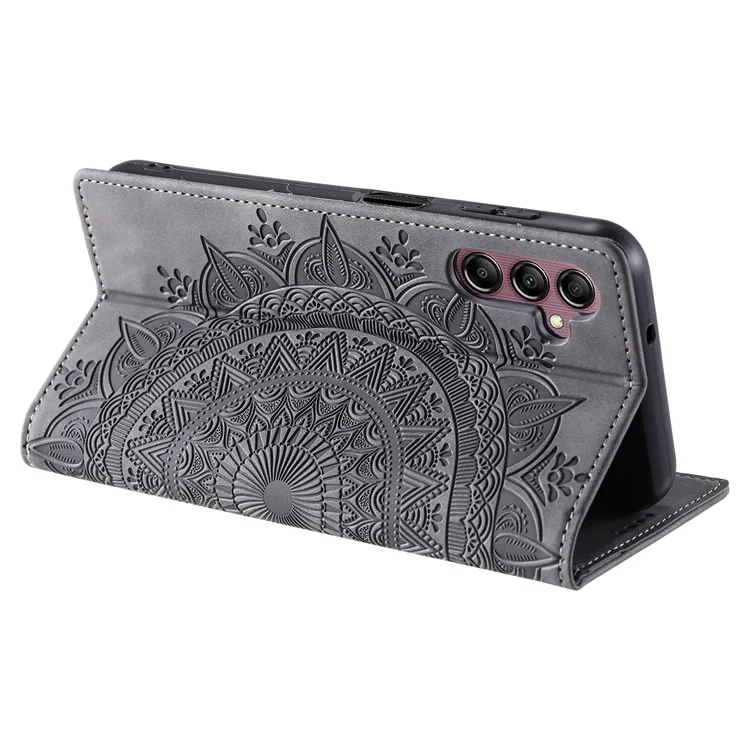 Pour Coque Samsung Galaxy A35 5G Cuir Portefeuille Flip Cover Fermeture Magnétique Automatique - Gris