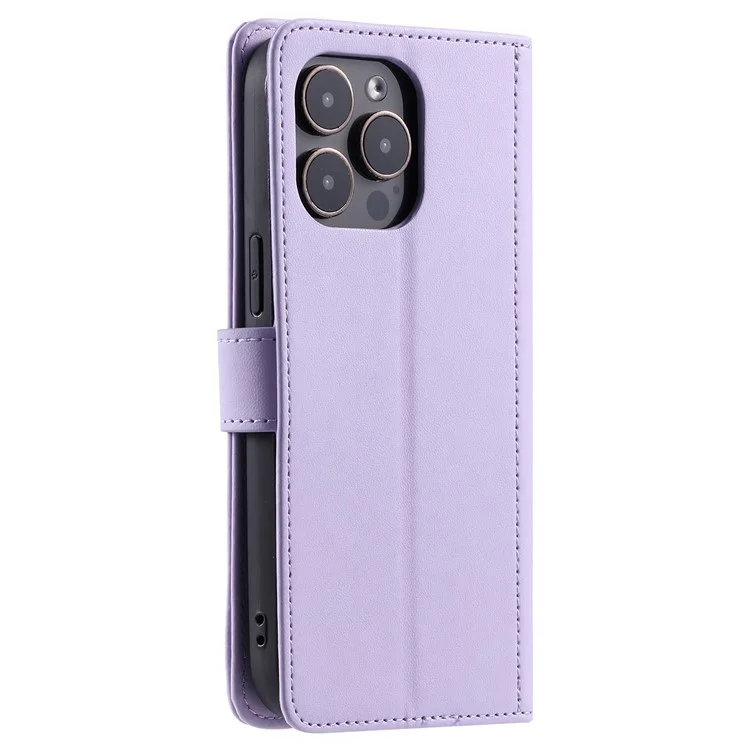 For iPhone 13 Pro Max Crossbody Phone Case Leather Cover Stitching Rhombus Grid - Purple