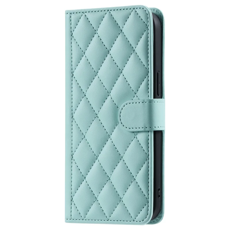 For iPhone 12 / 12 Pro Leather Case Wallet Stand Flip Phone Cover with 2 Straps - Mint Green
