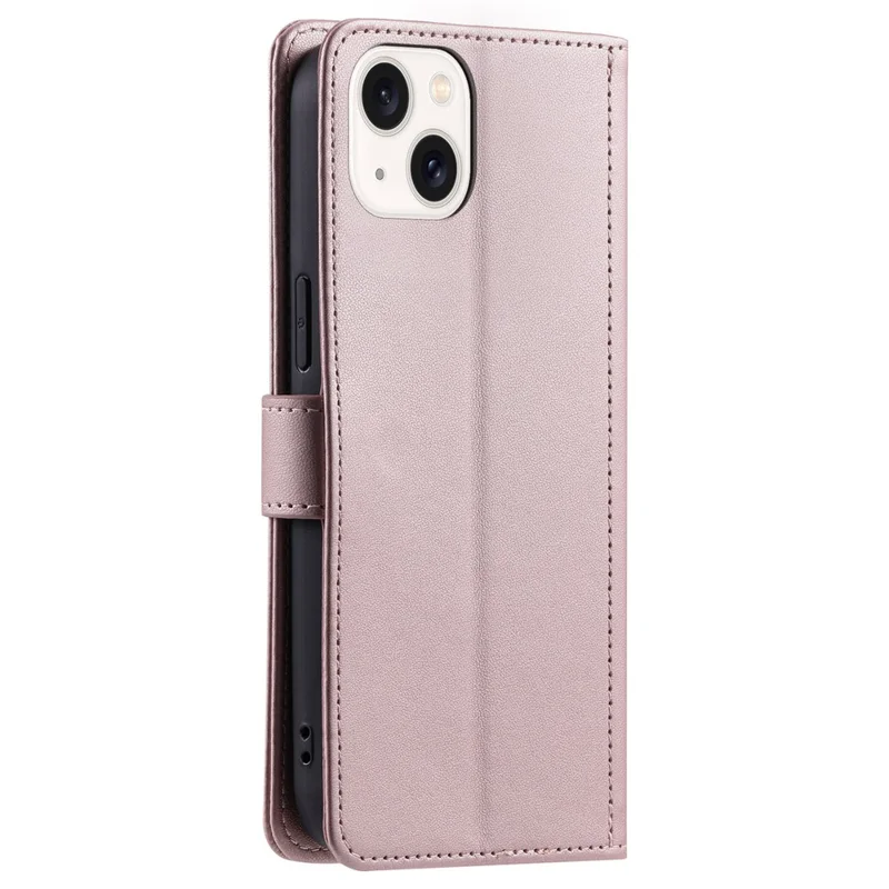 For iPhone 15 Plus Case Wallet Leather Phone Cover with Crossbody Shoulder Strap - Rose Gold