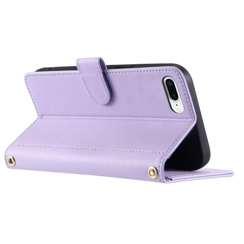 Para Iphone 6 Plus / 6s Plus / 7 Plus / 8 Plus Case Carteira pu Couro Crossbody Tampo - Roxo